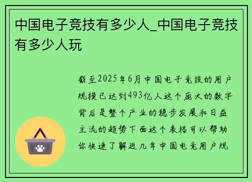 中国电子竞技有多少人_中国电子竞技有多少人玩